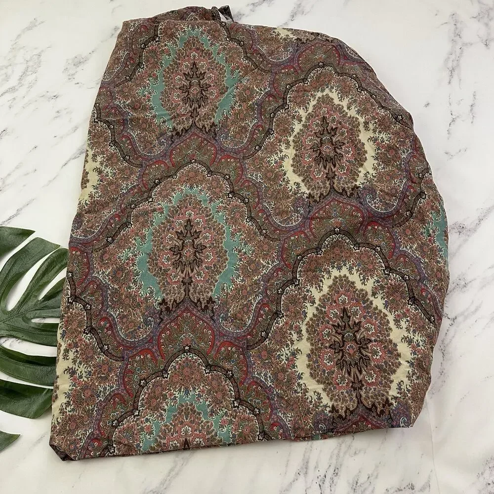 Ralph Lauren Emerson Paisley Print Fitted Bed Sheet Full Size Brown Pink Vintage